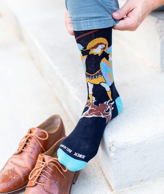 Saint Michael socks by Sock Religious